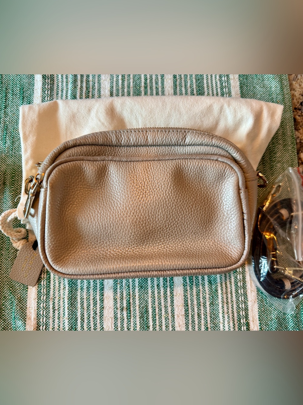 Pom Pom London Leather Crossbody Bag + 3 Straps & Dust Bag